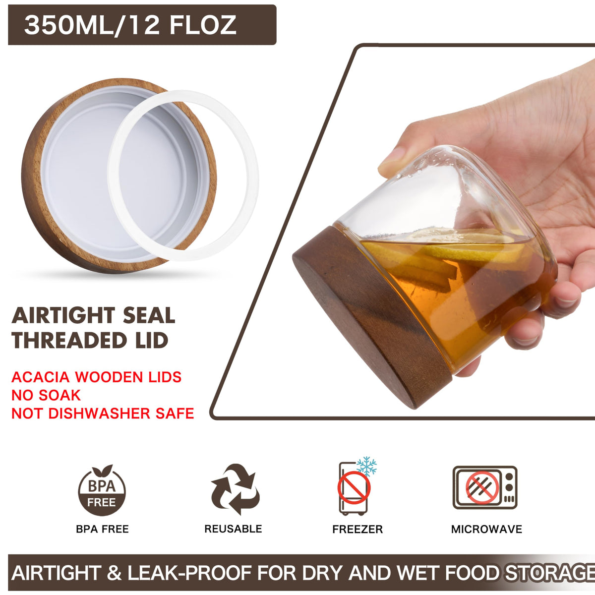 12 oz Glass Jars with Lids 6 Pack Z130