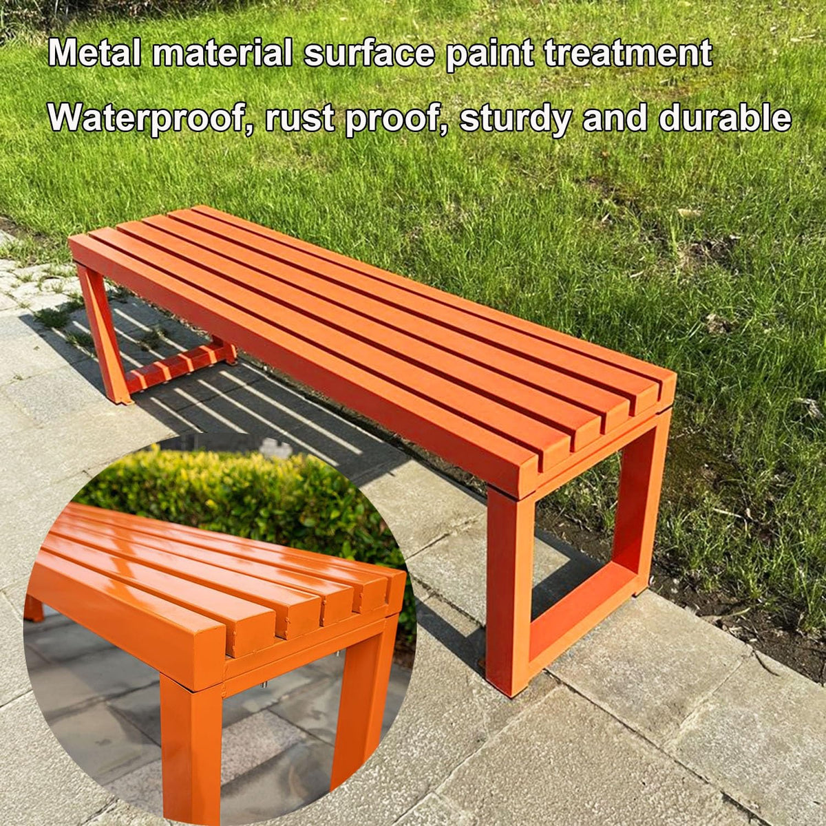 Black 5.9ft Metal Outdoor Bench Y5400