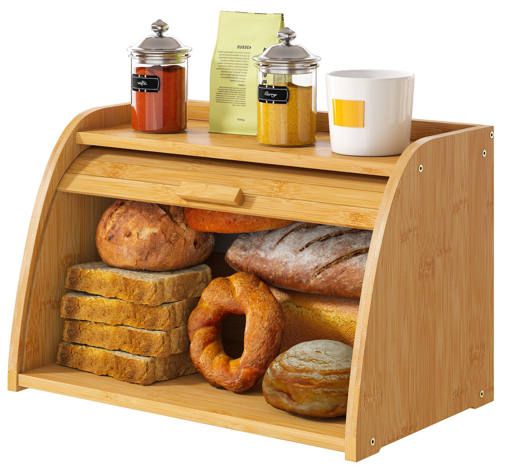 Large Bamboo Wood Bread Box K697