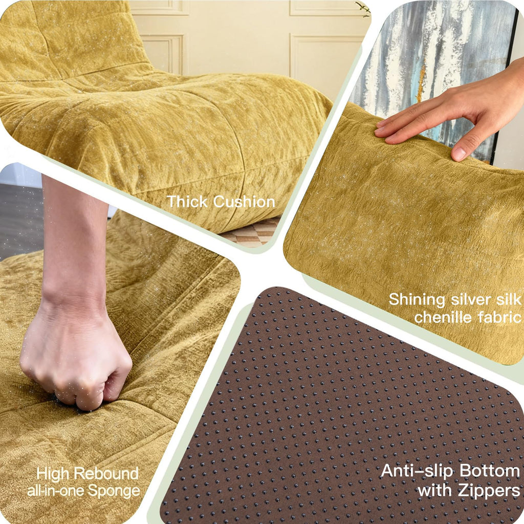 Yellow Memory Foam Bean Bag Chair L482154