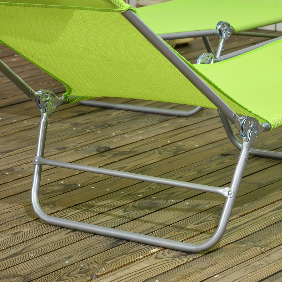 2 Piece Folding Chaise Lounge Chairs Reclining Back Green H527383