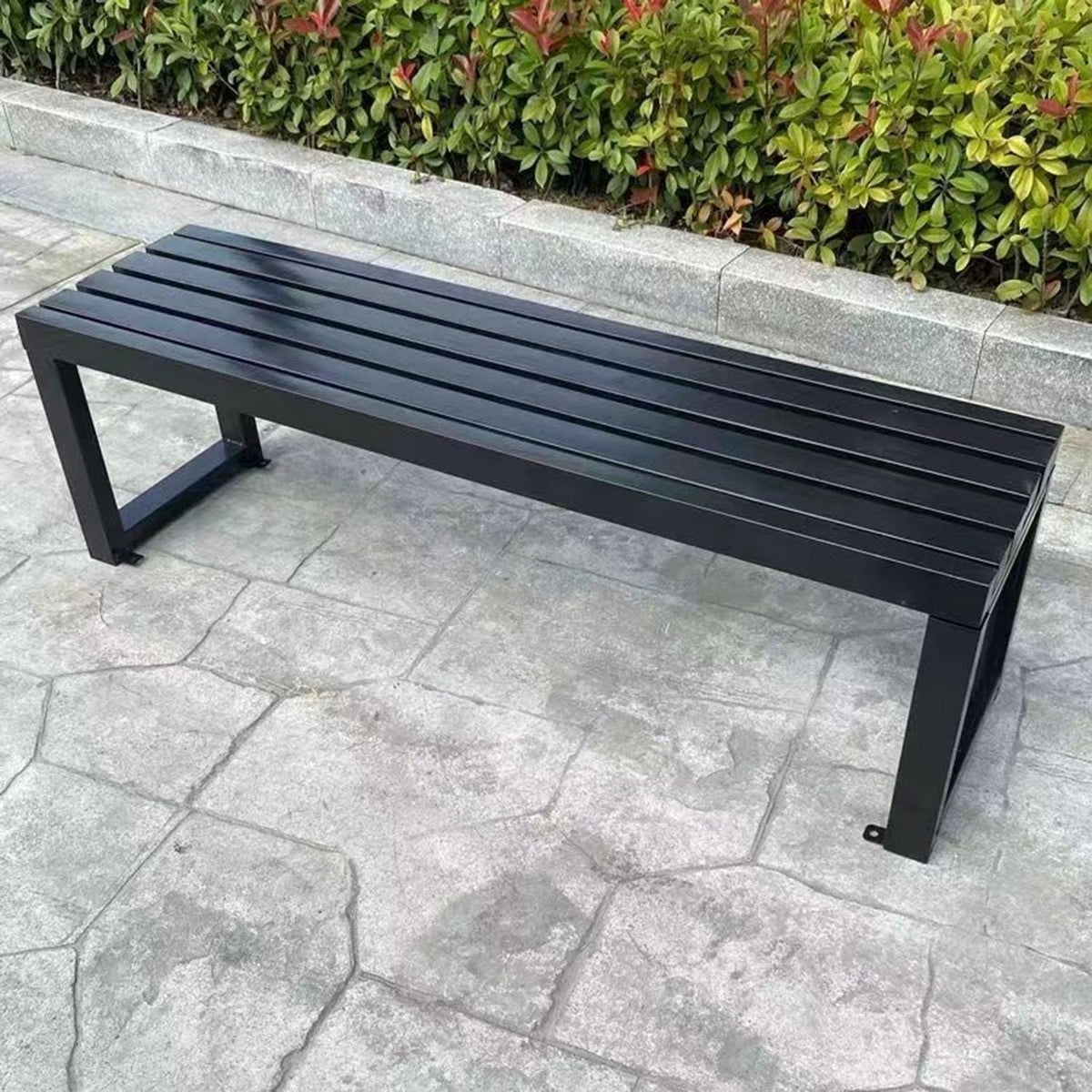 Black 5.9ft Metal Outdoor Bench Y5400