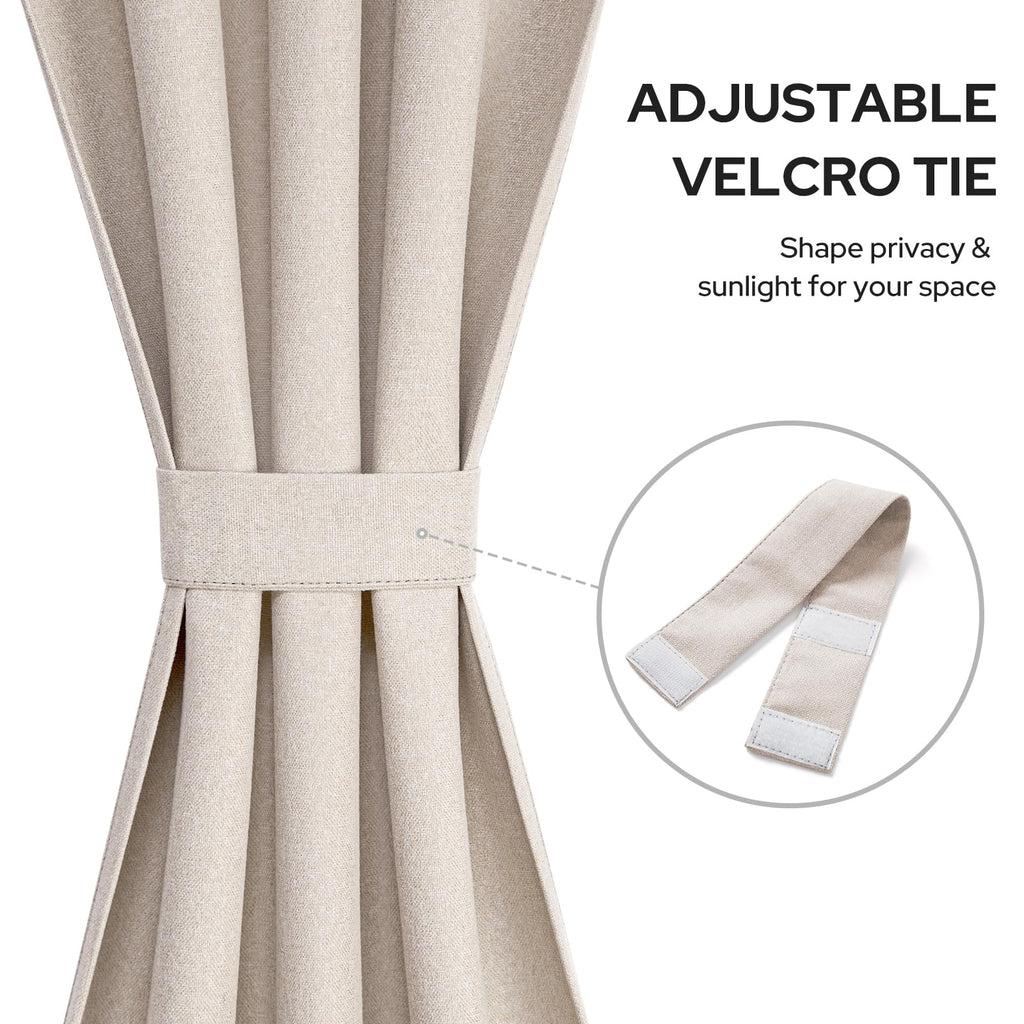 100% Blackout Linen Door Curtains 26x72 Inch H9314