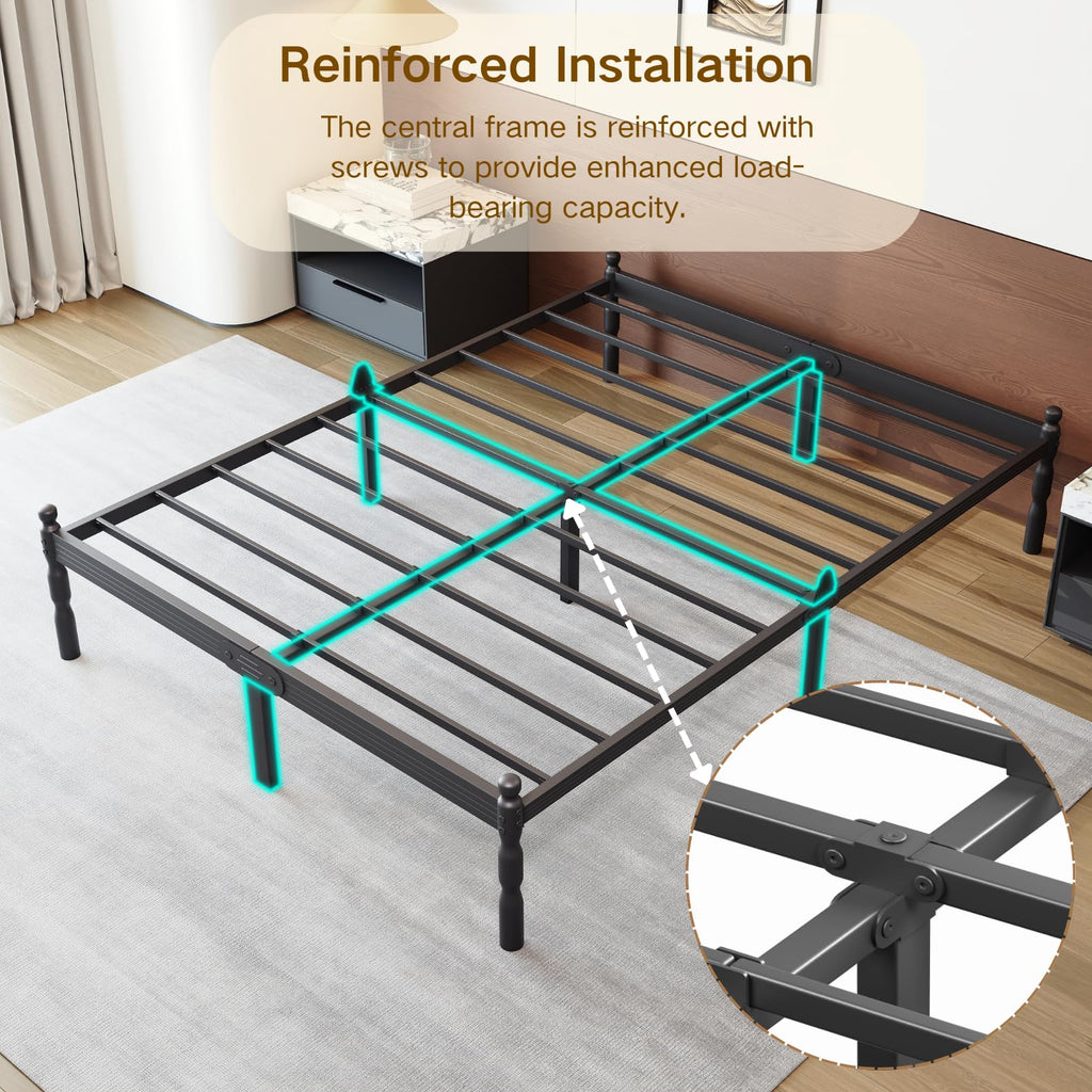 Queen Size Black Metal Bed Frame with Storage G64245