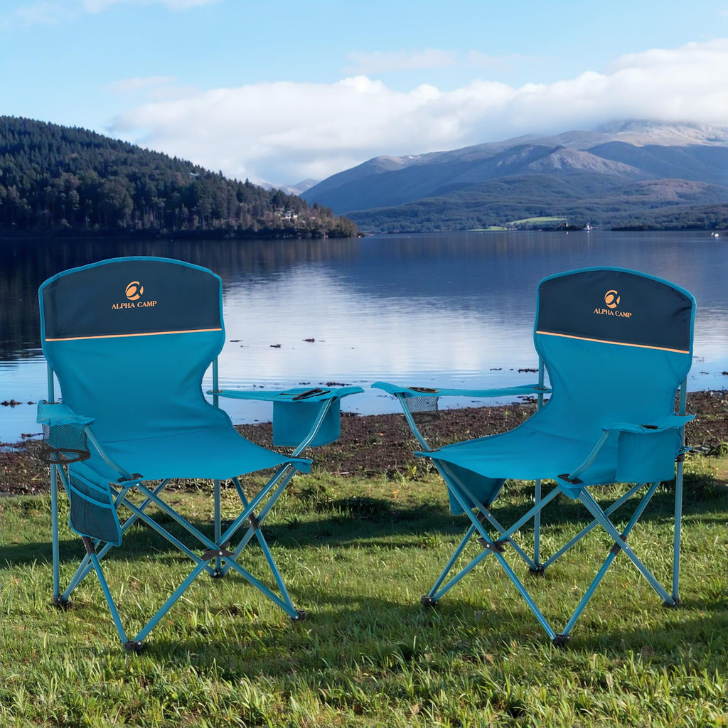 2 Pack Portable Camping Chair Blue I340