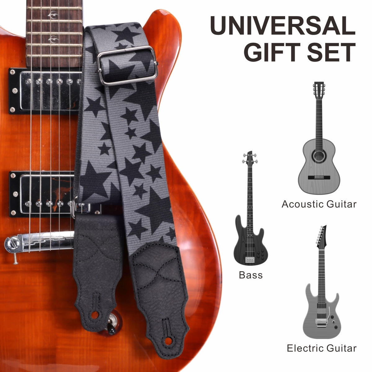 2 Inches Guitar Strap with Leather End J400914