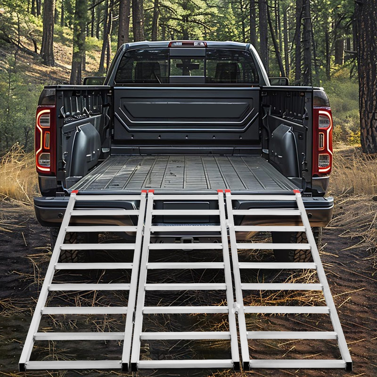 69" L x 50" W Tri-Fold Aluminum ATV Loading Ramp 1500lb Capacity Y589
