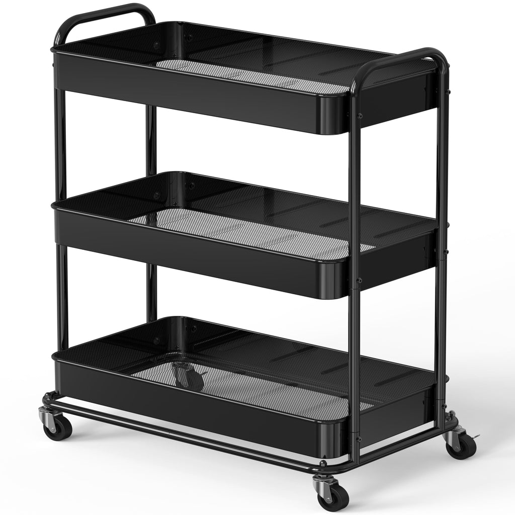 26" 3-Tier Metal Utility Cart, Black I827100