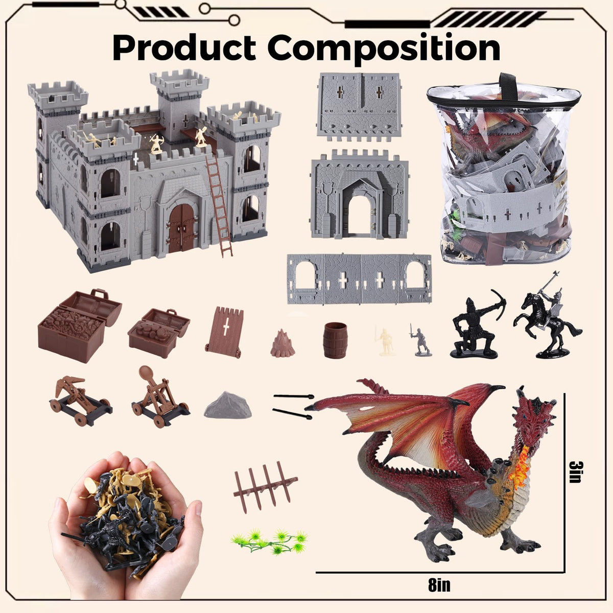 275PCS Medieval Dragon Castle Knights Figures Set V6963