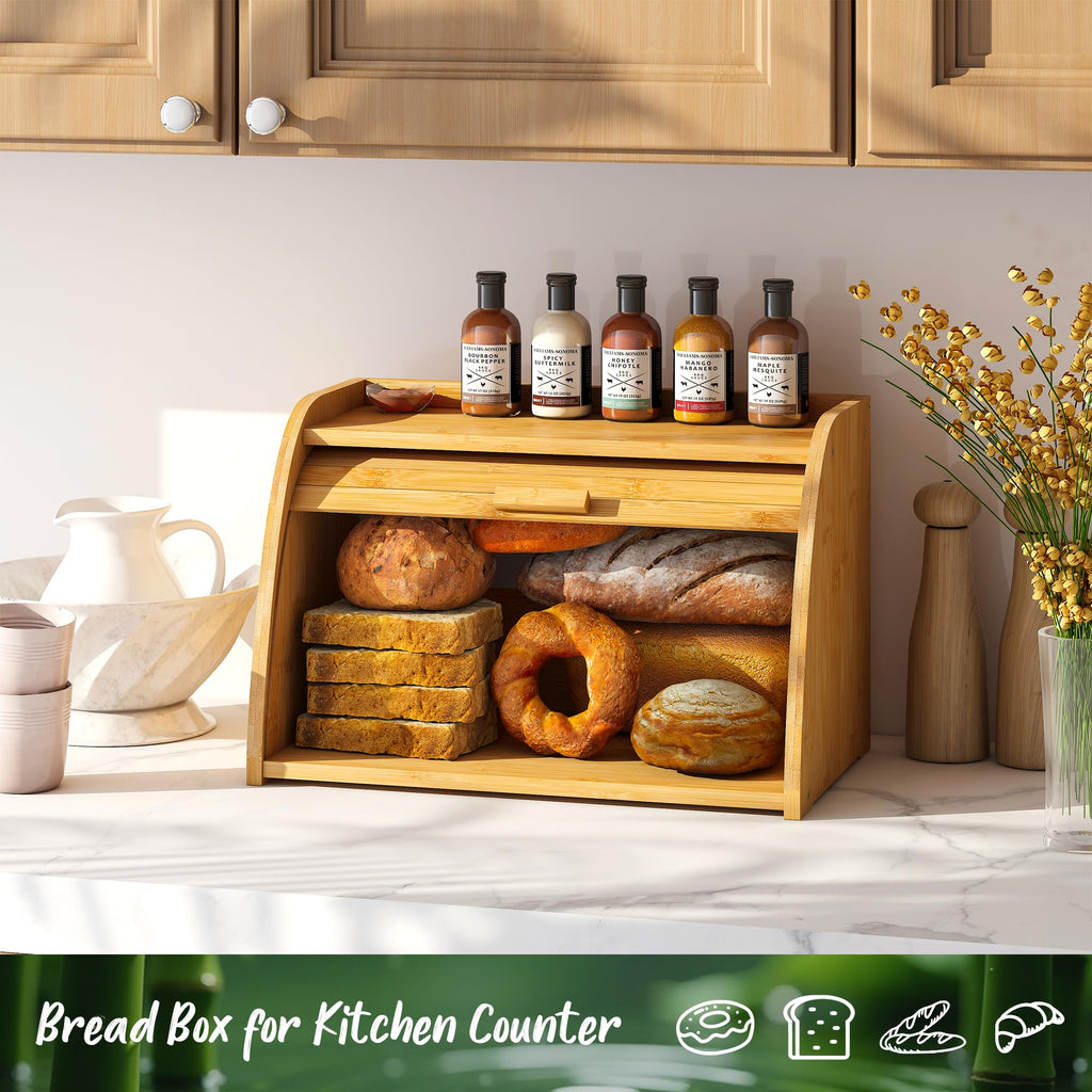 Large Bamboo Wood Bread Box K697