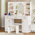 White Vanity Desk with Mirror and Lights U6236
