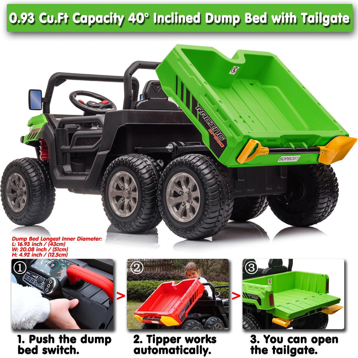 24V Kids Ride On Truck with Electric Dump Bed Q607148