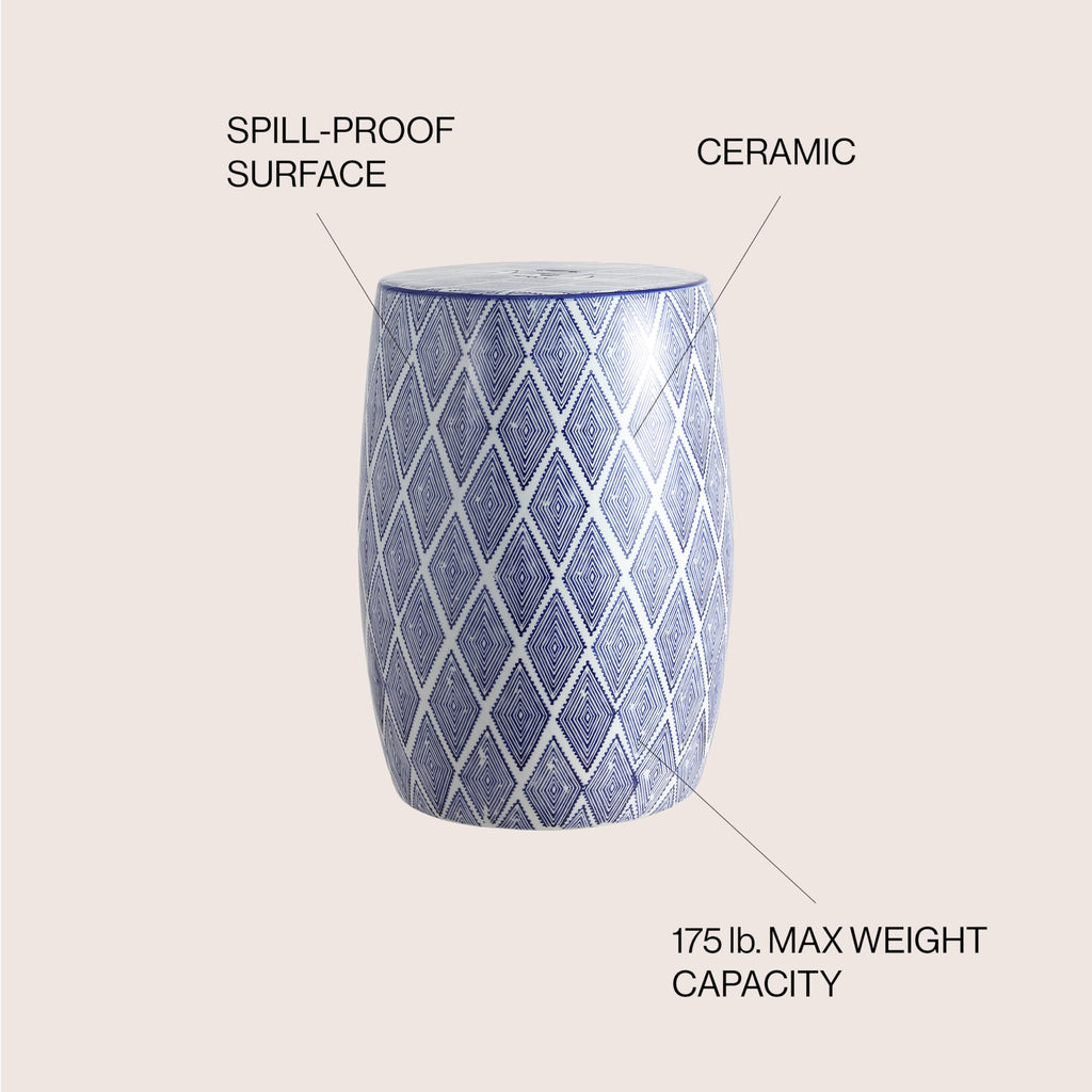 Blue White Ceramic Garden Stool V139615