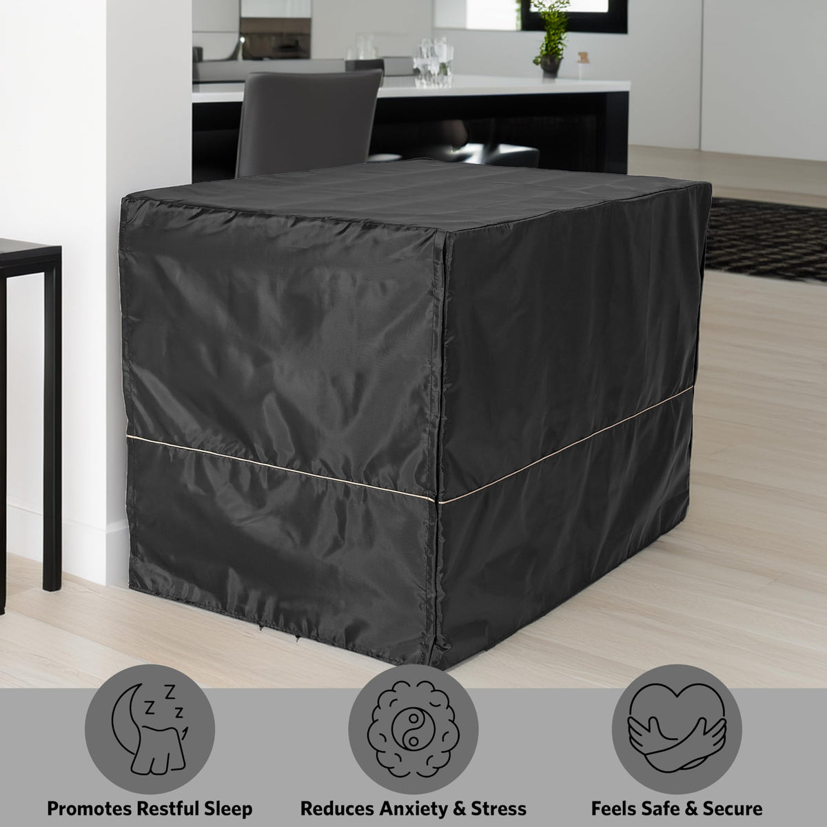42-inch Double Door Dog Crate with Pet Bed, 2 Bowls and Privacy Cover J660046