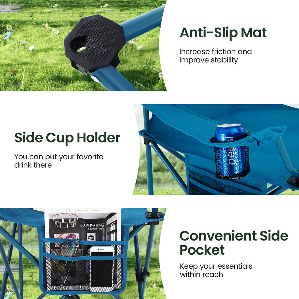 2 Pack Portable Camping Chair Blue I340
