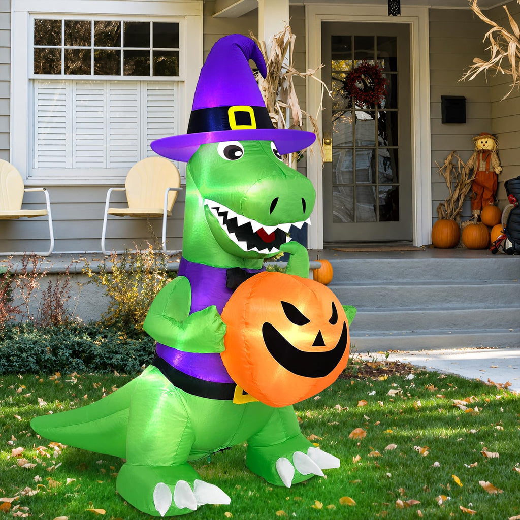 4 Ft Halloween Inflatables Witch Dinosaur A218611