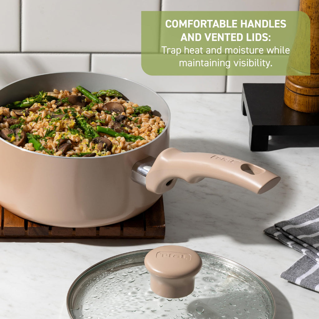 Ceramic Nonstick Pots and Pans Set, 12-Piece, Moon Grey E708048