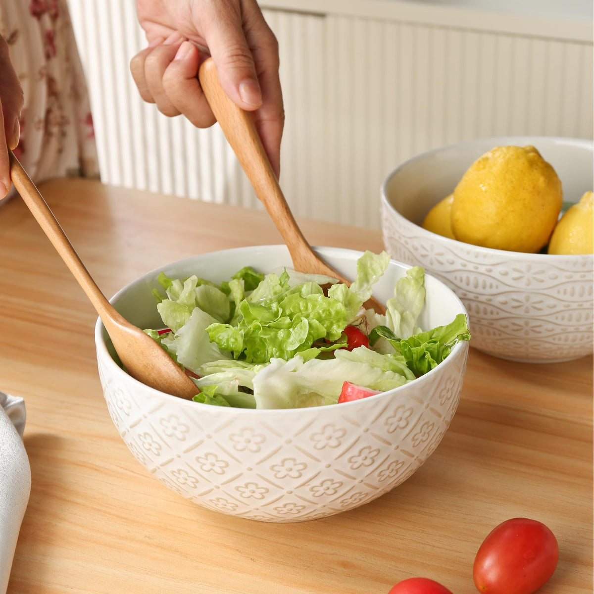 40 OZ Ceramic Bowls Set of 4, 6.7 Inch White O267590