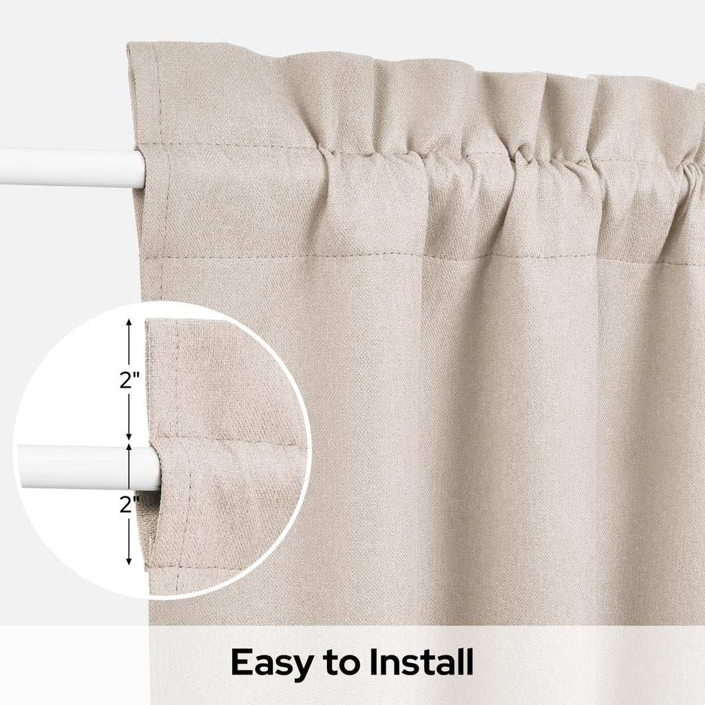 100% Blackout Linen Door Curtains 26x72 Inch H9314