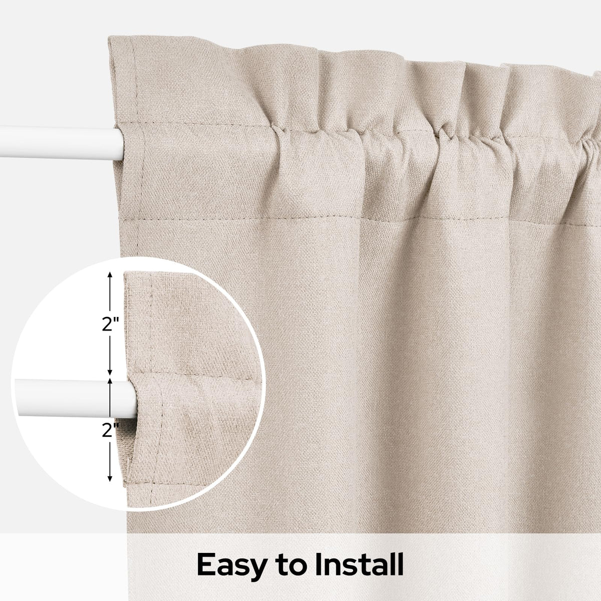 100% Blackout Linen Door Curtains 26x72 Inch H9314