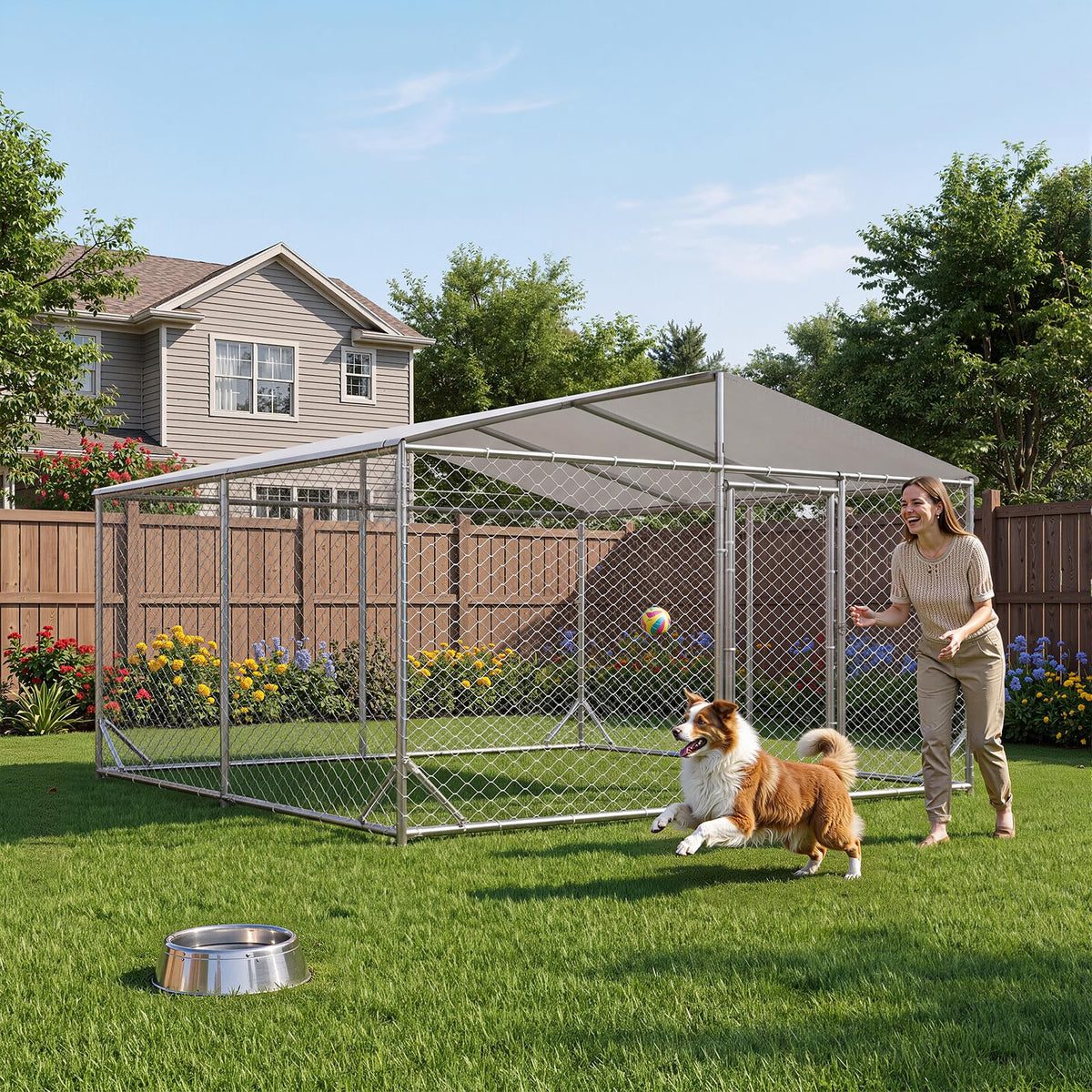 10×10FT Waterproof Metal Outdoor Dog Kennel A786