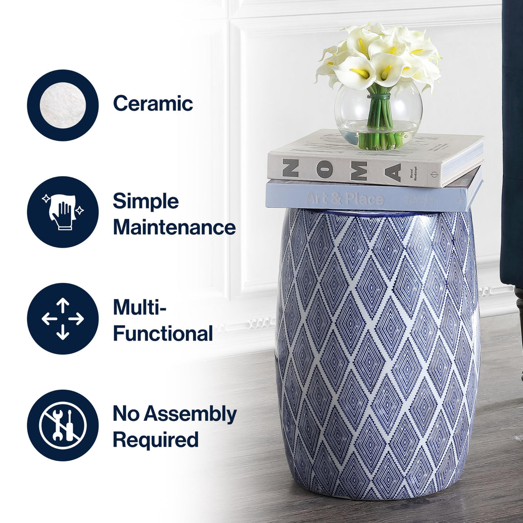 Blue White Ceramic Garden Stool V139615
