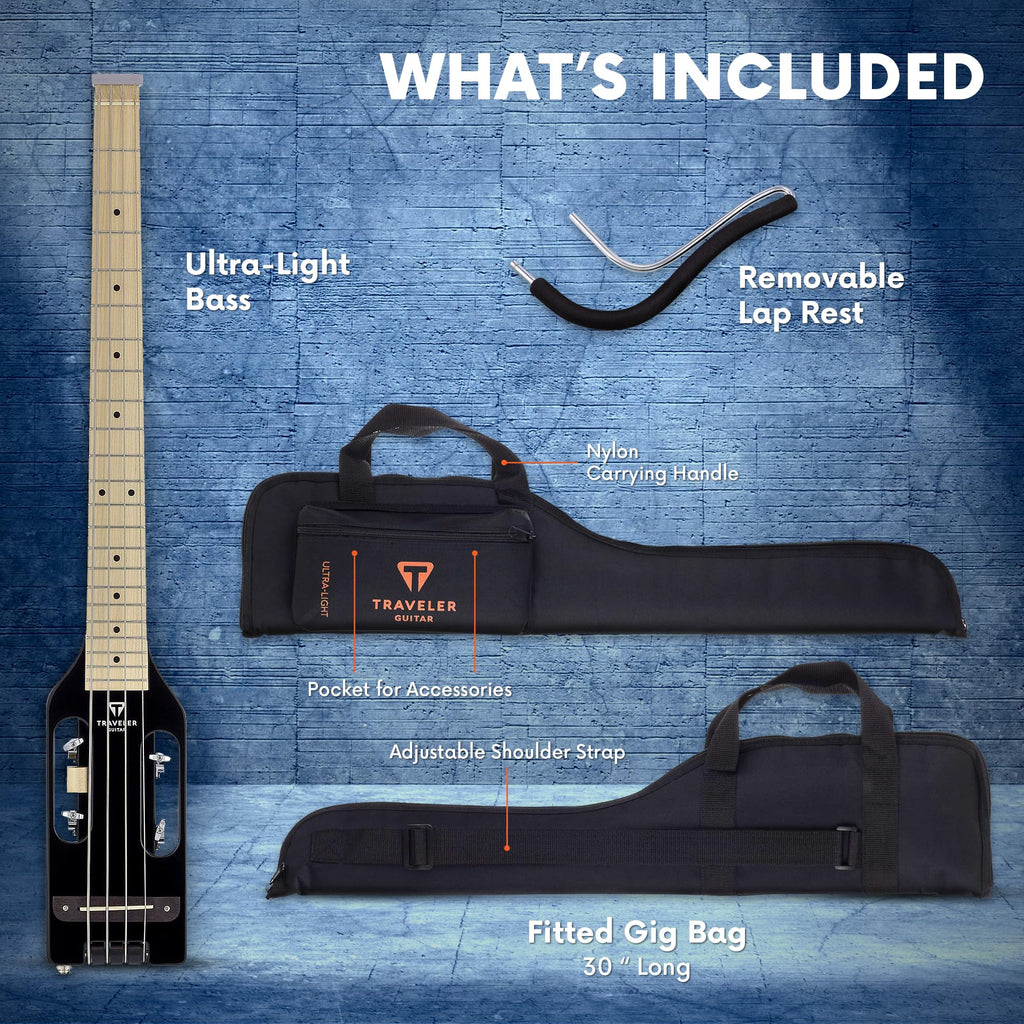 Gloss Black Headless Travel Bass Guitar P8283