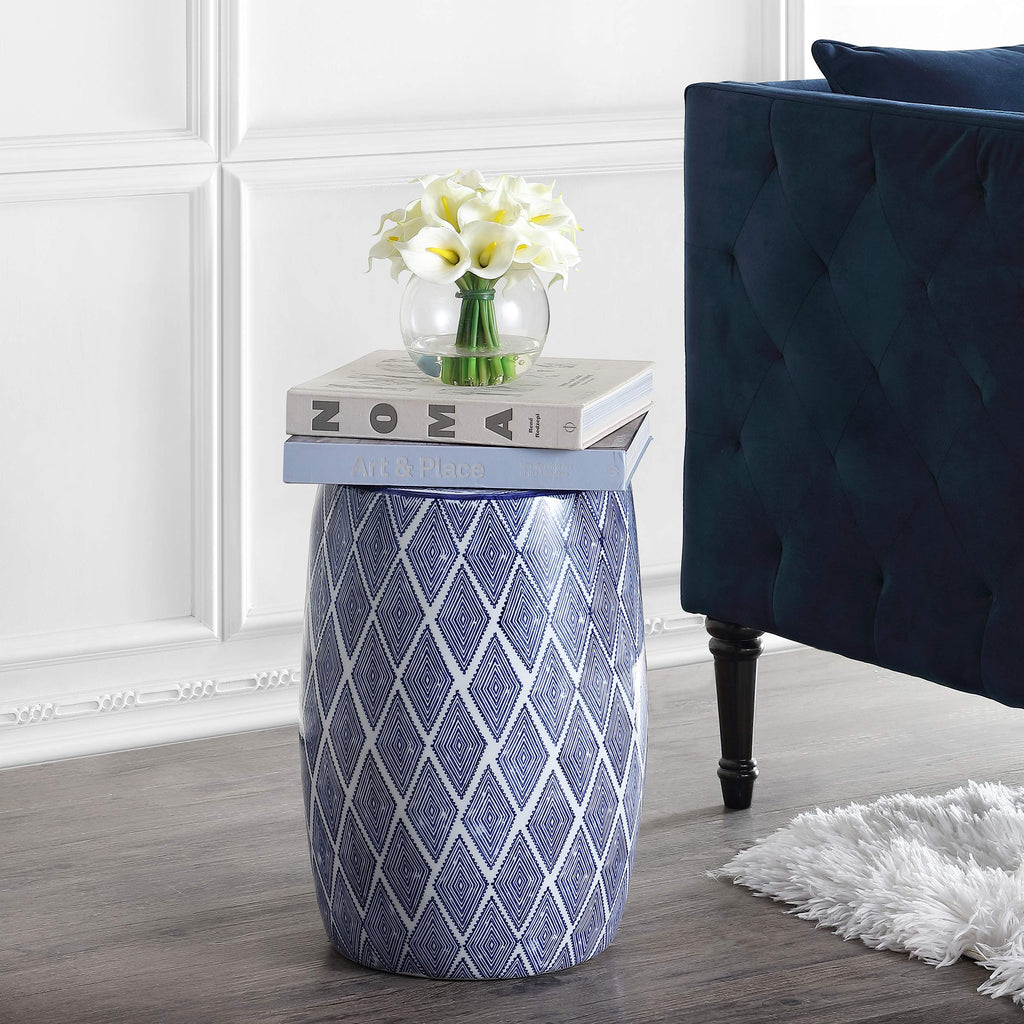 Blue White Ceramic Garden Stool V139615