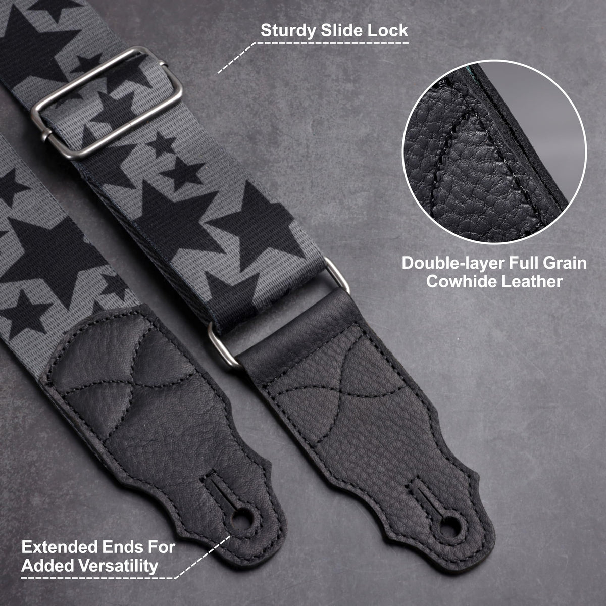 2 Inches Guitar Strap with Leather End J400914