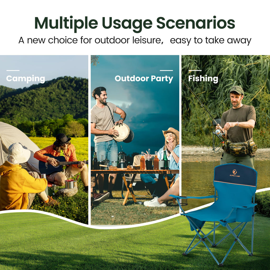 2 Pack Portable Camping Chair Blue I340
