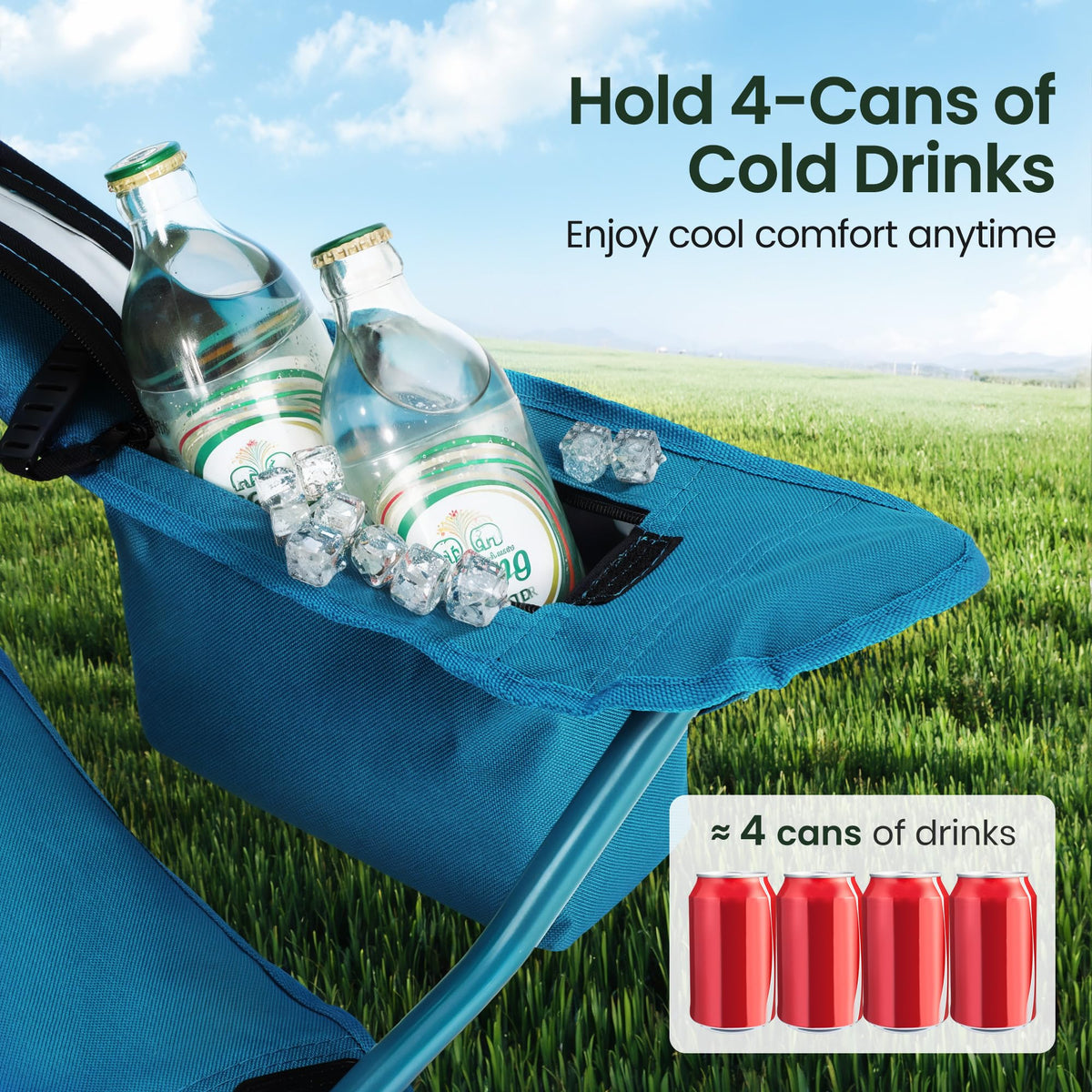 2 Pack Portable Camping Chair Blue I340