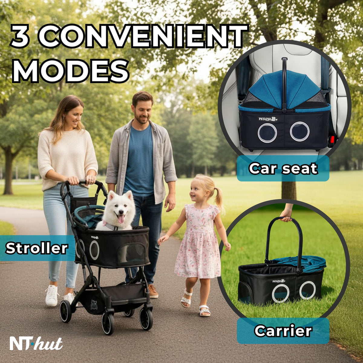 3-in-1 Pet Stroller Up to 50 lbs O408